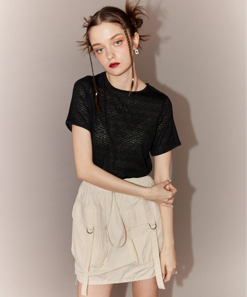 Candy Stripper(キャンディストリッパー)の「CND COMPACT Tシャツ(Tシャツ/カットソー・レディース・ブラック/ブラック系その他/オフホワイト・2)」の6枚目の写真