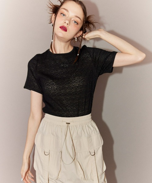 Candy Stripper(キャンディストリッパー)の「CND COMPACT Tシャツ(Tシャツ/カットソー・レディース・ブラック/ブラック系その他/オフホワイト・2)」の4枚目の写真