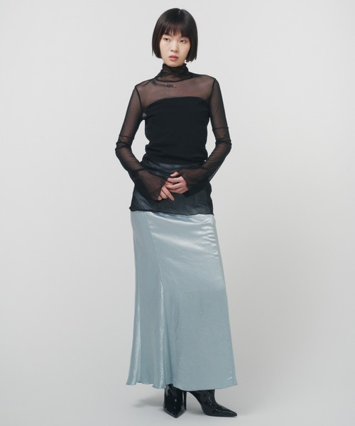THINGS THAT MATTER（シングス ザット マター）の「HIGH NECK TULLE TOPS / ハイネックチュールトップス（Tシャツ/カットソー・レディース・ブラック/ベージュ/パープル/ホワイト・FREE）」の10枚目の写真