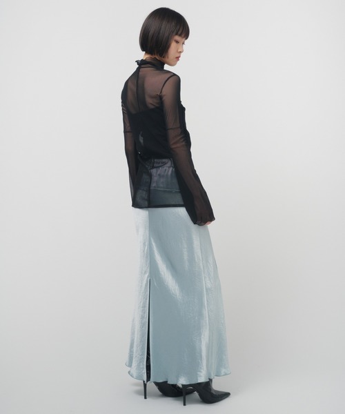 THINGS THAT MATTER（シングス ザット マター）の「HIGH NECK TULLE TOPS / ハイネックチュールトップス（Tシャツ/カットソー・レディース・ブラック/ベージュ/パープル/ホワイト・FREE）」の12枚目の写真