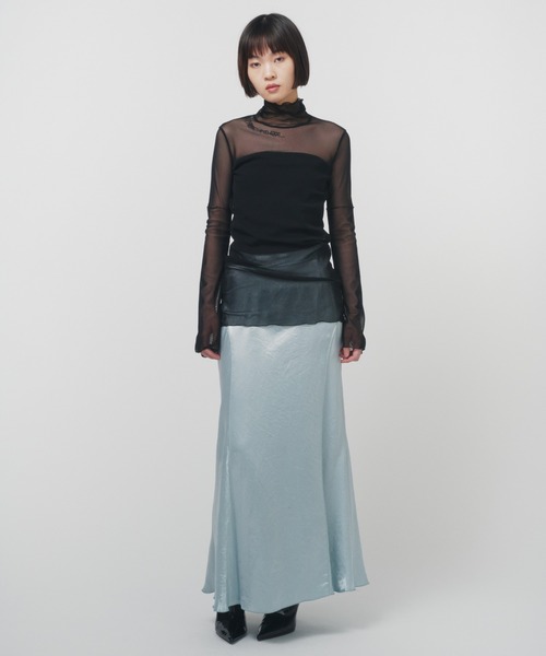 THINGS THAT MATTER（シングス ザット マター）の「HIGH NECK TULLE TOPS / ハイネックチュールトップス（Tシャツ/カットソー・レディース・ブラック/ベージュ/パープル/ホワイト・FREE）」の11枚目の写真