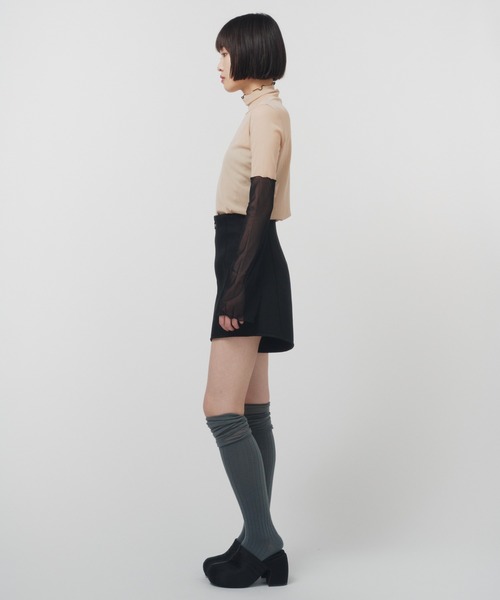 THINGS THAT MATTER（シングス ザット マター）の「HIGH NECK TULLE TOPS / ハイネックチュールトップス（Tシャツ/カットソー・レディース・ブラック/ベージュ/パープル/ホワイト・FREE）」の5枚目の写真