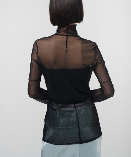 THINGS THAT MATTER（シングス ザット マター）の「HIGH NECK TULLE TOPS / ハイネックチュールトップス（Tシャツ/カットソー・レディース・ブラック/ベージュ/パープル/ホワイト・FREE）」の9枚目の写真