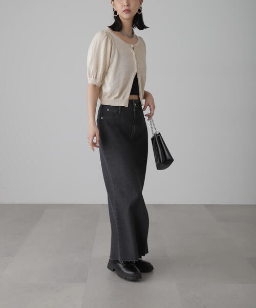 FREE'S MART（フリーズマート）の「◆フロントスリットナローデニムスカート（デニムスカート・レディース・ブラック系その他/ライトインディゴブルー・MEDIUM/SMALL）」の6枚目の写真