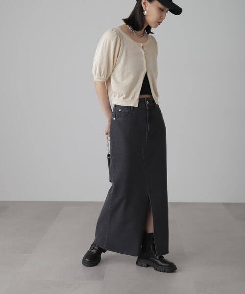 FREE'S MART（フリーズマート）の「◆フロントスリットナローデニムスカート（デニムスカート・レディース・ブラック系その他/ライトインディゴブルー・MEDIUM/SMALL）」の7枚目の写真