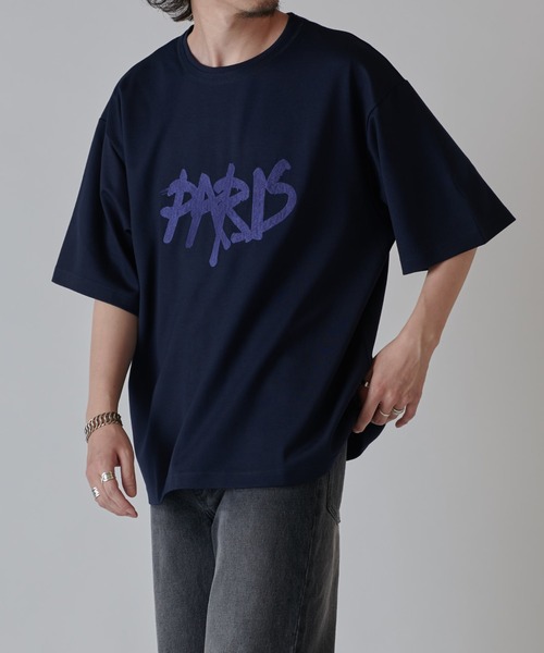 Lui's（ルイス）の「PARIS エンブロイダリー T（Tシャツ/カットソー・メンズ・ホワイト/ネイビー/ブラック・M/S）」の7枚目の写真