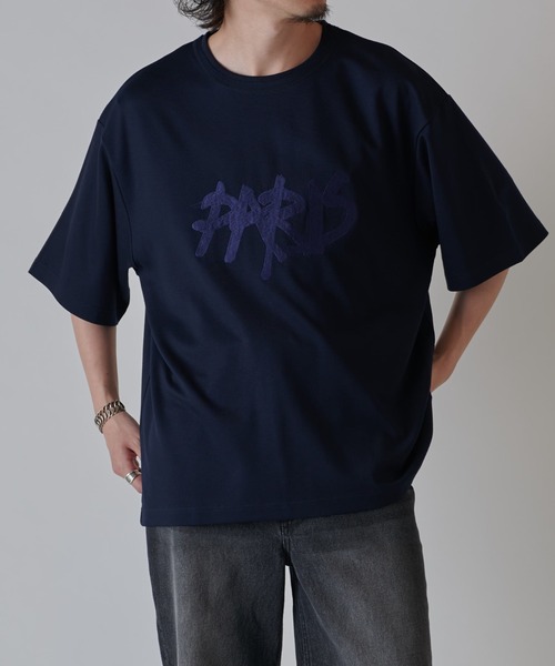Lui's（ルイス）の「PARIS エンブロイダリー T（Tシャツ/カットソー・メンズ・ホワイト/ネイビー/ブラック・M/S）」の6枚目の写真