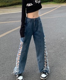 Mayree | 【Mayree】サイドダメージデニムパンツ(デニムパンツ)