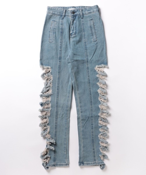 Mayree（メイリー）の「【Mayree】サイドダメージデニムパンツ（デニムパンツ・レディース・ブルー・MEDIUM/LARGE/X-LARGE/SMALL）」の7枚目の写真