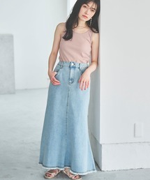 【150㎝前後の小柄さんサイズ】フリンジデニムマーメイドスカート