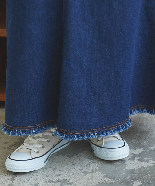 mil（ミル）の「【150㎝前後の小柄さんサイズ】フリンジデニムマーメイドスカート（デニムスカート・レディース・ネイビー/サックスブルー/オフホワイト・XXS/XS/S）」の15枚目の写真