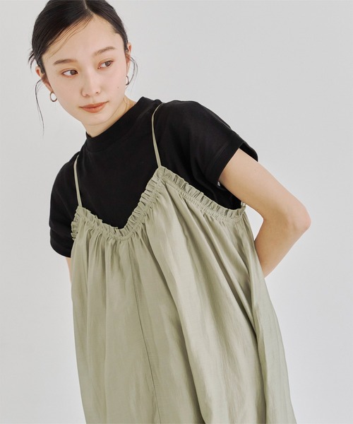 titivate（ティティベイト）の「モックネックフレンチスリーブTシャツ（Tシャツ/カットソー・レディース・ピンク/ベージュ/ブラック/オフホワイト・M）」の3枚目の写真