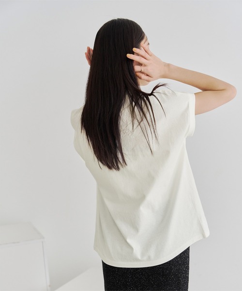 titivate（ティティベイト）の「モックネックフレンチスリーブTシャツ（Tシャツ/カットソー・レディース・ピンク/ベージュ/ブラック/オフホワイト・M）」の5枚目の写真