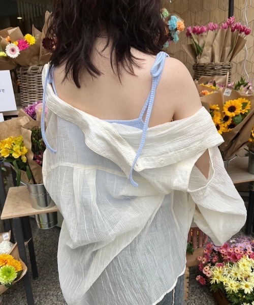 nemne store（ネンネストア）の「【サイズアソートあり】カップ付きマルチwayリボンキャミソール（キャミソール・レディース・杢グレー/アイボリー/ライトブルー/ブラック/レッド/ピンク/ネイビー・MEDIUM/SMALL/X-SMALL）」の21枚目の写真