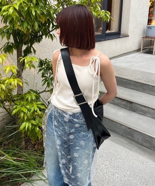 nemne store（ネンネストア）の「【サイズアソートあり】カップ付きマルチwayリボンキャミソール（キャミソール・レディース・杢グレー/アイボリー/ライトブルー/ブラック/レッド/ピンク/ネイビー・MEDIUM/SMALL/X-SMALL）」の8枚目の写真