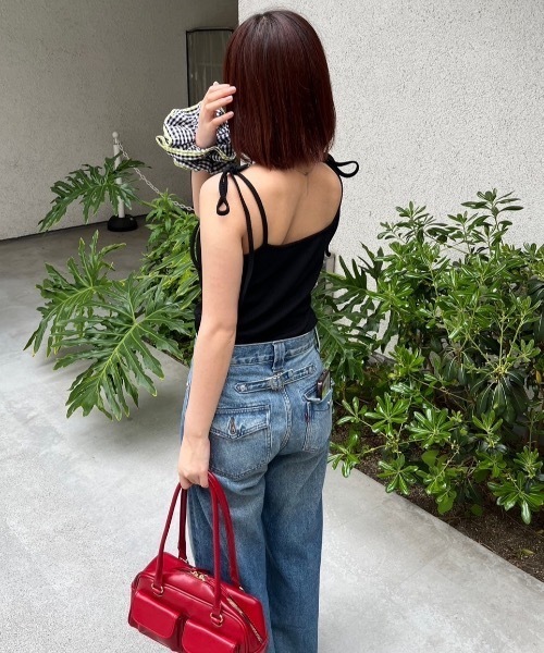 nemne store（ネンネストア）の「【サイズアソートあり】カップ付きマルチwayリボンキャミソール（キャミソール・レディース・杢グレー/アイボリー/ライトブルー/ブラック/レッド/ピンク/ネイビー・MEDIUM/SMALL/X-SMALL）」の18枚目の写真