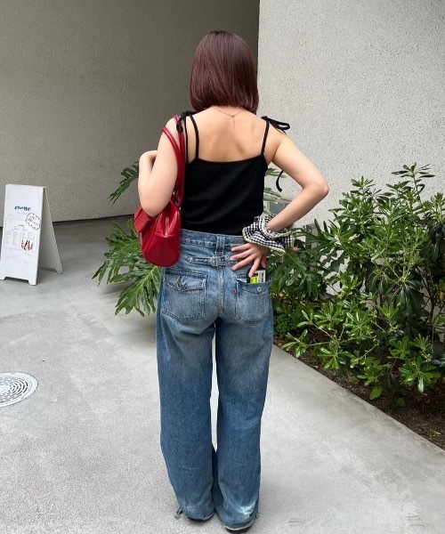 nemne store（ネンネストア）の「【サイズアソートあり】カップ付きマルチwayリボンキャミソール（キャミソール・レディース・杢グレー/アイボリー/ライトブルー/ブラック/レッド/ピンク/ネイビー・MEDIUM/SMALL/X-SMALL）」の19枚目の写真