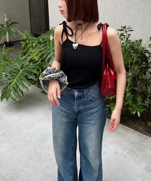 nemne store（ネンネストア）の「【サイズアソートあり】カップ付きマルチwayリボンキャミソール（キャミソール・レディース・杢グレー/アイボリー/ライトブルー/ブラック/レッド/ピンク/ネイビー・MEDIUM/SMALL/X-SMALL）」の15枚目の写真