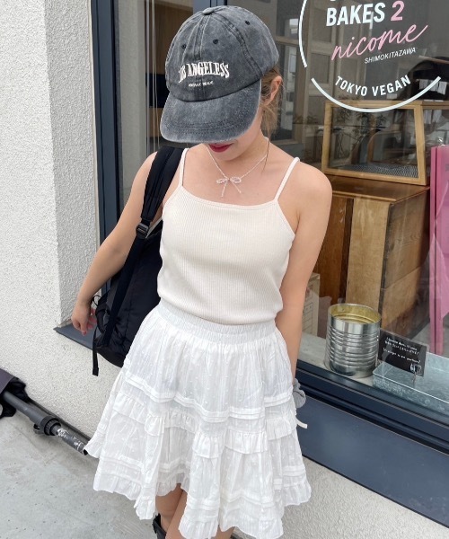 nemne store（ネンネストア）の「【サイズアソートあり】カップ付きマルチwayリボンキャミソール（キャミソール・レディース・杢グレー/アイボリー/ライトブルー/ブラック/レッド/ピンク/ネイビー・MEDIUM/SMALL/X-SMALL）」の12枚目の写真