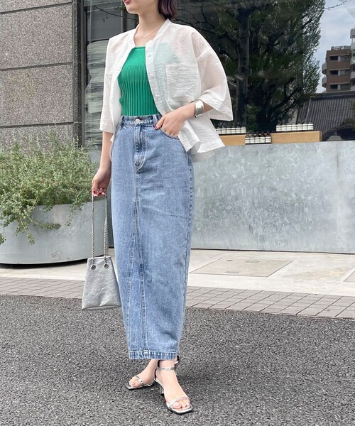 fredy emue（フレディエミュ）の「【新色登場】半袖シアーシャツ（シャツ/ブラウス・レディース・ブルー系その他/グレー系その他/チャコールグレー/オフホワイト/ピンク系その他・38）」の7枚目の写真