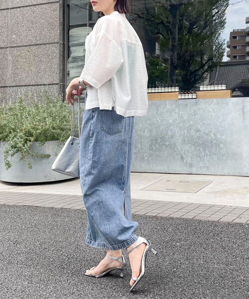 fredy emue（フレディエミュ）の「【新色登場】半袖シアーシャツ（シャツ/ブラウス・レディース・ブルー系その他/グレー系その他/チャコールグレー/オフホワイト/ピンク系その他・38）」の8枚目の写真