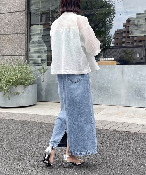 fredy emue（フレディエミュ）の「【新色登場】半袖シアーシャツ（シャツ/ブラウス・レディース・ブルー系その他/グレー系その他/チャコールグレー/オフホワイト/ピンク系その他・38）」の9枚目の写真