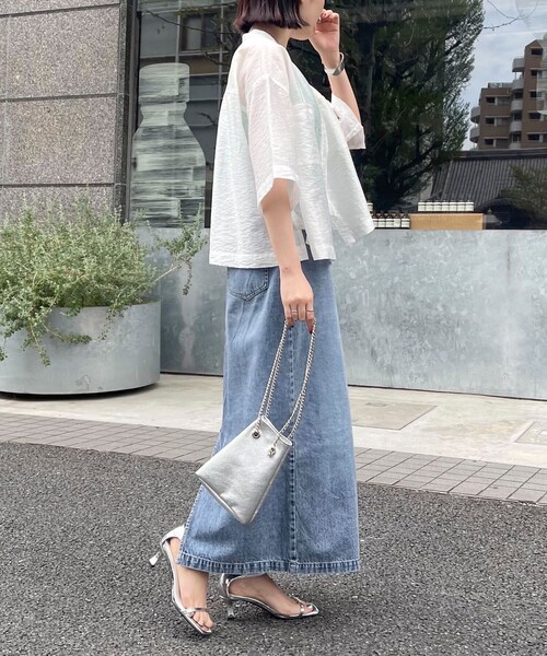 fredy emue（フレディエミュ）の「【新色登場】半袖シアーシャツ（シャツ/ブラウス・レディース・ブルー系その他/グレー系その他/チャコールグレー/オフホワイト/ピンク系その他・38）」の10枚目の写真