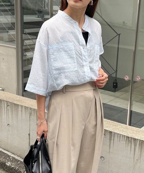 fredy emue（フレディエミュ）の「【新色登場】半袖シアーシャツ（シャツ/ブラウス・レディース・ブルー系その他/グレー系その他/チャコールグレー/オフホワイト/ピンク系その他・38）」の20枚目の写真