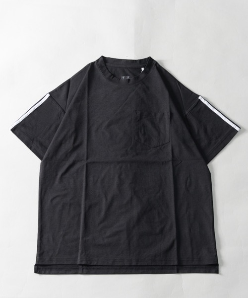 NYLAUS（ナイラス）の「吸汗速乾 ストレッチ ライン柄 ショートスリーブ ポケットTシャツ（Tシャツ/カットソー・メンズ・ネイビー/カーキ/ブラック/杢グレー・LL/L/M）」の2枚目の写真