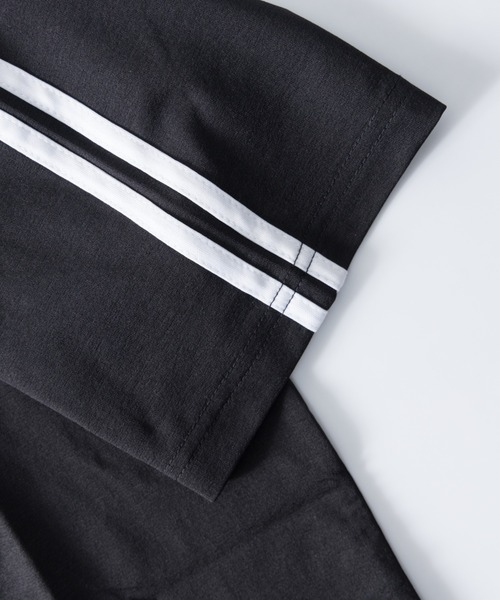 NYLAUS（ナイラス）の「吸汗速乾 ストレッチ ライン柄 ショートスリーブ ポケットTシャツ（Tシャツ/カットソー・メンズ・ネイビー/カーキ/ブラック/杢グレー・LL/L/M）」の9枚目の写真