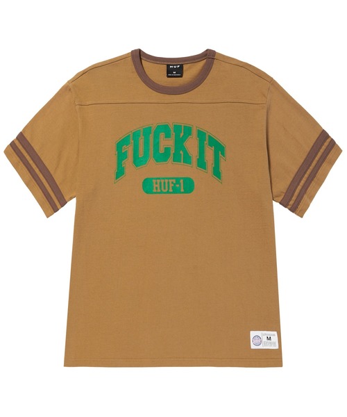 HUF(ハフ)の「FUCK IT FOOTBALL SHIRT / HUF ハフ フットボール シャツ(Tシャツ/カットソー・メンズ・ブラック/アイボリー/ブラウン系その他・SMALL/XX-LARGE/X-LARGE/LARGE/MEDIUM)」の1枚目の写真