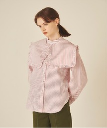 2WAYスクエアカラーストライプブラウス