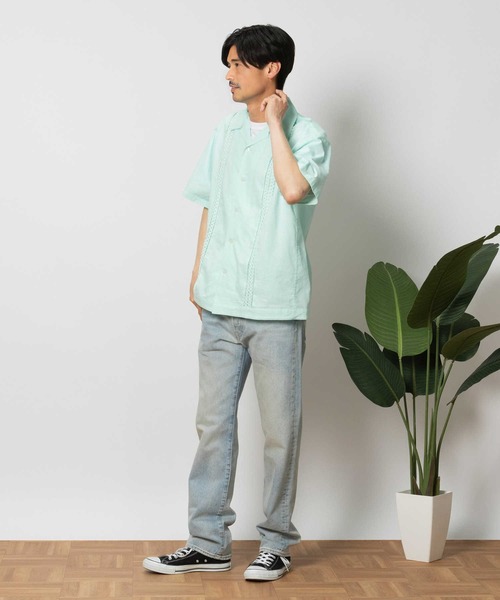 Salt&Pepper（ソルトアンドペッパー）の「【Salt&Pepper】キューバシャツ（シャツ/ブラウス・メンズ・ライム/オレンジ/ダークグレー・M/L/XL）」の8枚目の写真