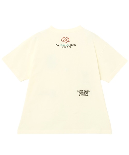 andme(アンドミー)の「ランダムエンブロイダリーロゴ半袖Tシャツ(Tシャツ/カットソー・レディース・キナリ/オフホワイト/スミクロ/オートミール・M/S)」の14枚目の写真