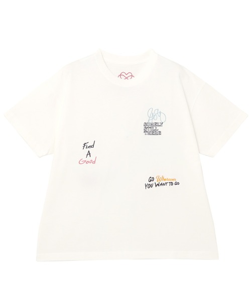 andme(アンドミー)の「ランダムエンブロイダリーロゴ半袖Tシャツ(Tシャツ/カットソー・レディース・キナリ/オフホワイト/スミクロ/オートミール・M/S)」の7枚目の写真