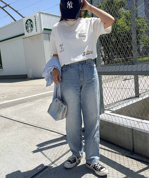 andme(アンドミー)の「ランダムエンブロイダリーロゴ半袖Tシャツ(Tシャツ/カットソー・レディース・キナリ/オフホワイト/スミクロ/オートミール・M/S)」の11枚目の写真