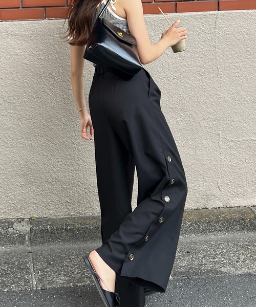 RANCLIC（ランクリック）の「hem button wide pants【RC】（その他パンツ・レディース・アイボリー/ブラック/カーキ・FREE）」の2枚目の写真