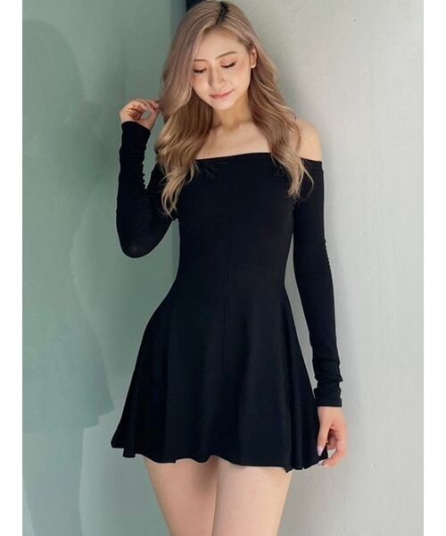 GYDA（ジェイダ）の「オフショルフレアワンピース（ワンピース・レディース・ブラック/オフホワイト・FREE）」の15枚目の写真