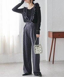 RANAN（ラナン）の「フロッキードット柄フリルサロペット（サロペット/オーバーオール）」