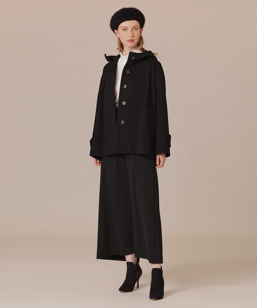 MACKINTOSH LONDON(マッキントッシュ ロンドン)の「【ROSLEY/ロズリー】ファインウールメルトンフーデッドショートコート(ピーコート・レディース・グリーン系その他4/ブラック/ベージュ・38)」の4枚目の写真