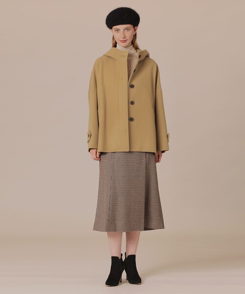 MACKINTOSH LONDON(マッキントッシュ ロンドン)の「【ROSLEY/ロズリー】ファインウールメルトンフーデッドショートコート(ピーコート・レディース・グリーン系その他4/ブラック/ベージュ・38)」の8枚目の写真