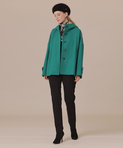 MACKINTOSH LONDON(マッキントッシュ ロンドン)の「【ROSLEY/ロズリー】ファインウールメルトンフーデッドショートコート(ピーコート・レディース・グリーン系その他4/ブラック/ベージュ・38)」の9枚目の写真