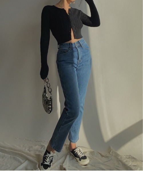 Jasmine Grandiflorum（ジャスミングランディフローラム）の「【Jasmine】ケーブル編みニットカーディガン（カーディガン/ボレロ・レディース・ブラック/ブルー/ホワイト/グリーン/ピンク・FREE）」の19枚目の写真