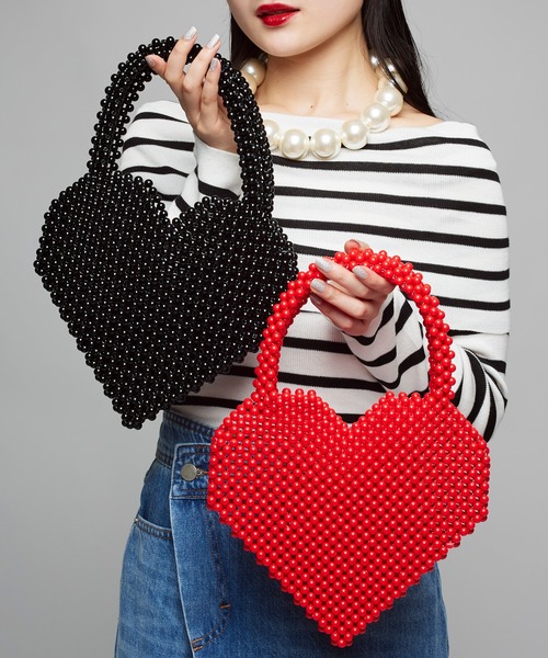 【セール】【Narcissus】ハートビーズバッグ（ハンドバッグ）｜Narcissus（ナルシス）