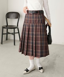 BIGチェック切替ミディプリーツスカート
