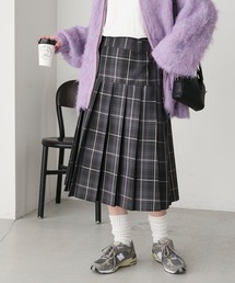 BIGチェック切替ミディプリーツスカート
