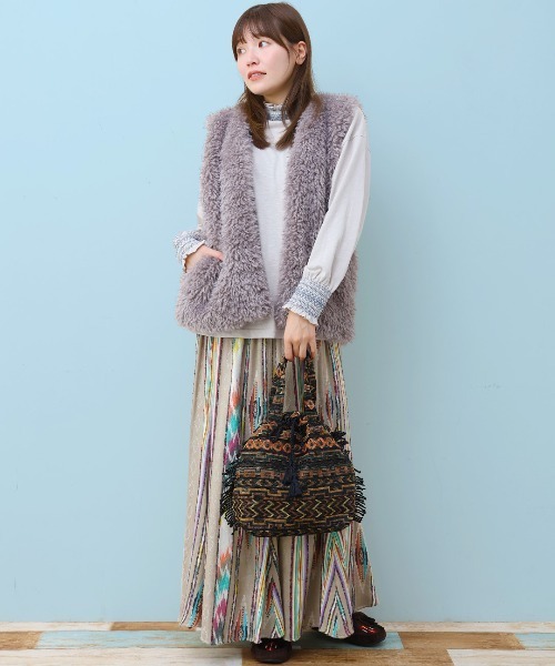 チチカカ(チチカカ)の「Rico ゴブラン巾着ショルダーバッグ(ショルダーバッグ・レディース・ピンク/ブラック・FREE)」の10枚目の写真