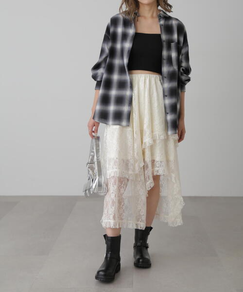 FREE'S MART(フリーズマート)の「◆オンブレチェックビッグシャツ(シャツ/ブラウス・レディース・オレンジ系その他/ブラック系その他・FREE)」の7枚目の写真