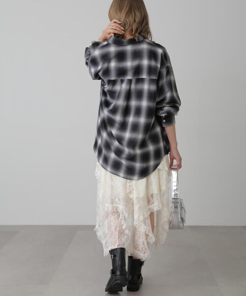 FREE'S MART(フリーズマート)の「◆オンブレチェックビッグシャツ(シャツ/ブラウス・レディース・オレンジ系その他/ブラック系その他・FREE)」の6枚目の写真