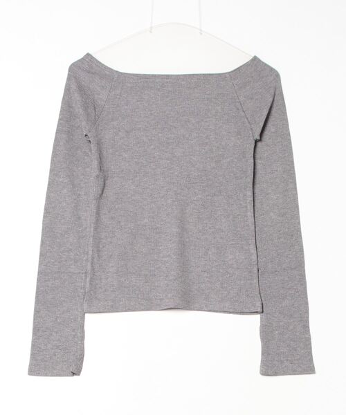 Per sist ence（パーシエンス）の「ラメリブオフショルトップス（Tシャツ/カットソー・レディース・アイボリー/ブラック/グレー/ブルー/カーキ・FREE）」の6枚目の写真